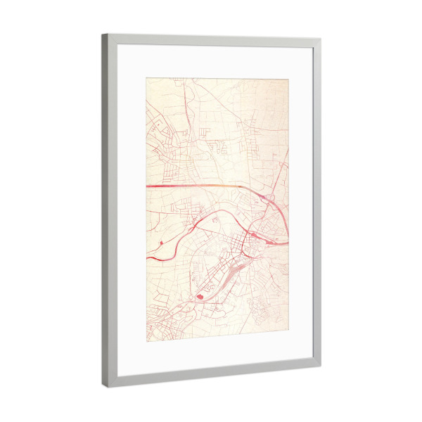 Poster mit Rahmen Silber "Limburg-an-der-Lahn Deutschland I" artboxONE - Städte,Reise - Städte,Stadtkarte,Wasserfarbe