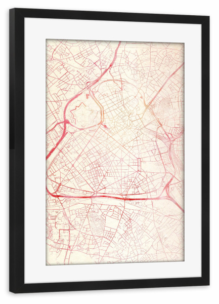 Poster mit Rahmen schwarz "Lille Frankreich II" artboxONE - Städte,Reise - Städte,Stadtkarte,Wasserfarbe