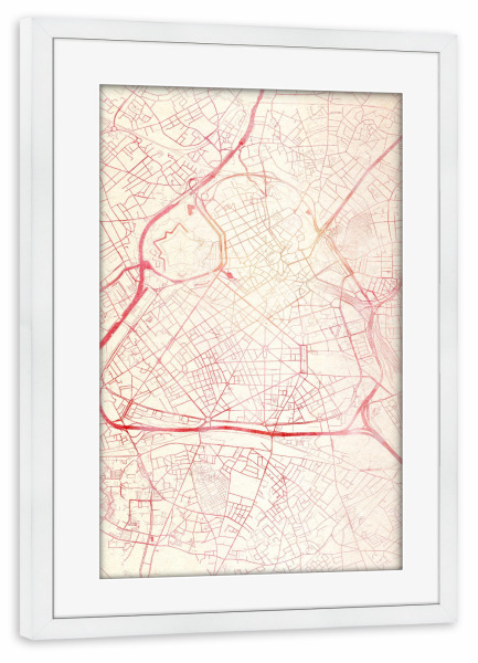 Poster mit Rahmen weiß "Lille Frankreich II" artboxONE - Städte,Reise - Städte,Stadtkarte,Wasserfarbe