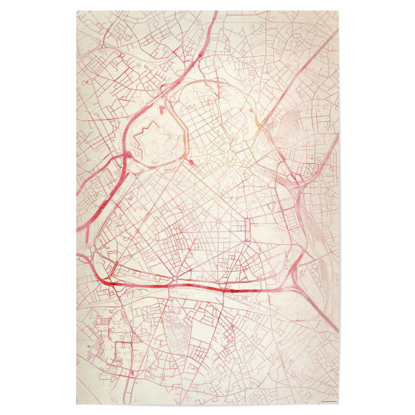 Poster 30x20 cm "Lille Frankreich II" artboxONE - Städte,Reise - Städte,Stadtkarte,Wasserfarbe