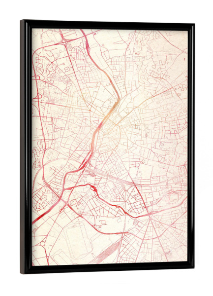 Poster mit schwarzem Rahmen "Le-Mans Frankreich I" artboxONE - Städte,Reise - Städte,Stadtkarte,Wasserfarbe