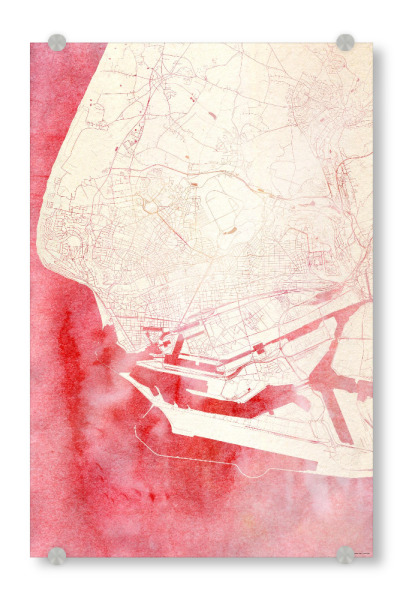 Acrylglasbild "Le-Havre Frankreich I" artboxONE - Städte,Reise - Städte,Stadtkarte,Wasserfarbe