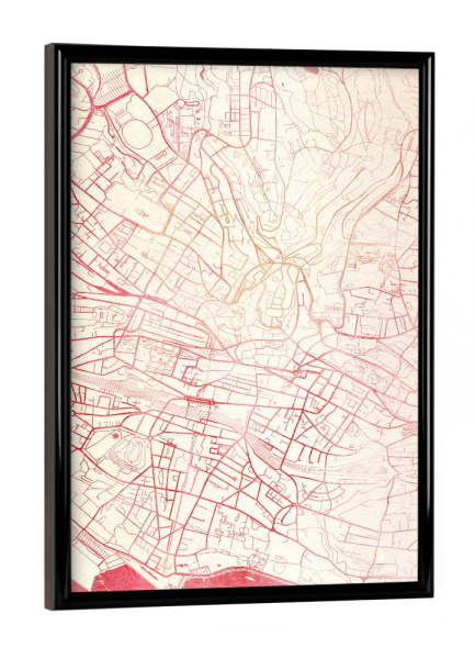 Poster mit schwarzem Rahmen "Lausanne Schweiz I" artboxONE - Städte,Reise - Städte,Stadtkarte,Wasserfarbe