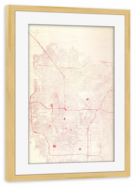 Poster mit Rahmen kiefer "Las-Vegas USA I" artboxONE - Städte,Reise - Städte,Stadtkarte,Wasserfarbe