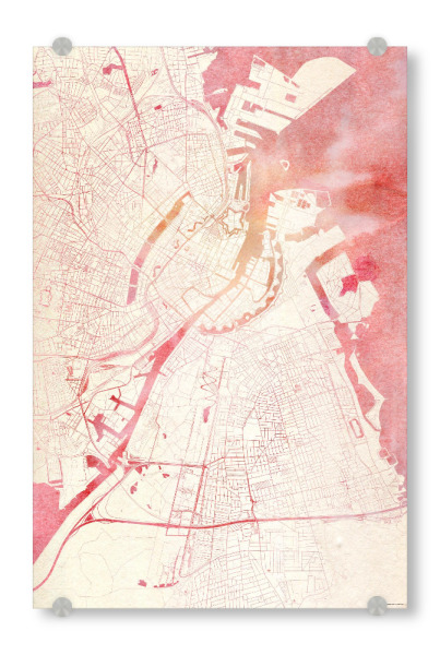 Acrylglasbild "København Dänemark I" artboxONE - Städte,Reise - Städte,Stadtkarte,Wasserfarbe