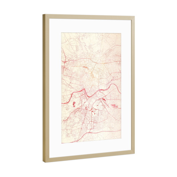 Poster mit Rahmen Gold "Krakau Polen II" artboxONE - Städte,Reise - Städte,Stadtkarte,Wasserfarbe