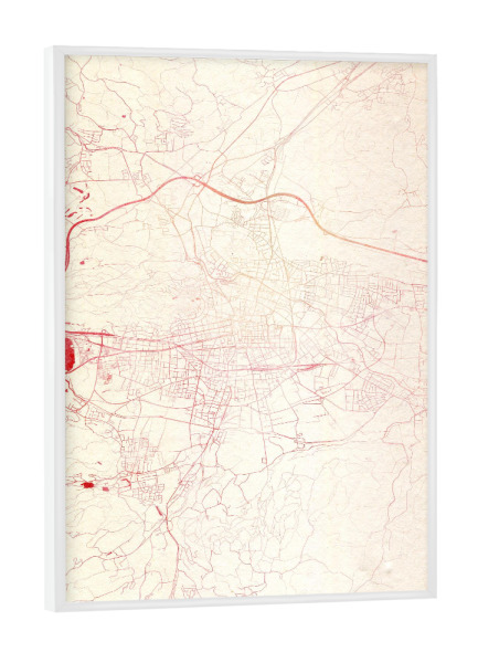 Poster mit weißem Rahmen "Klagenfurt-am-Wörthersee Österreich I" artboxONE - Städte,Reise - Städte,Stadtkarte,Wasserfarbe