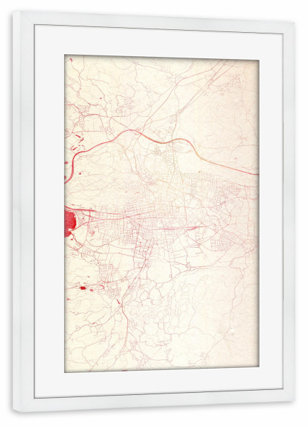 Poster mit Rahmen weiß "Klagenfurt-am-Wörthersee Österreich I" artboxONE - Städte,Reise - Städte,Stadtkarte,Wasserfarbe