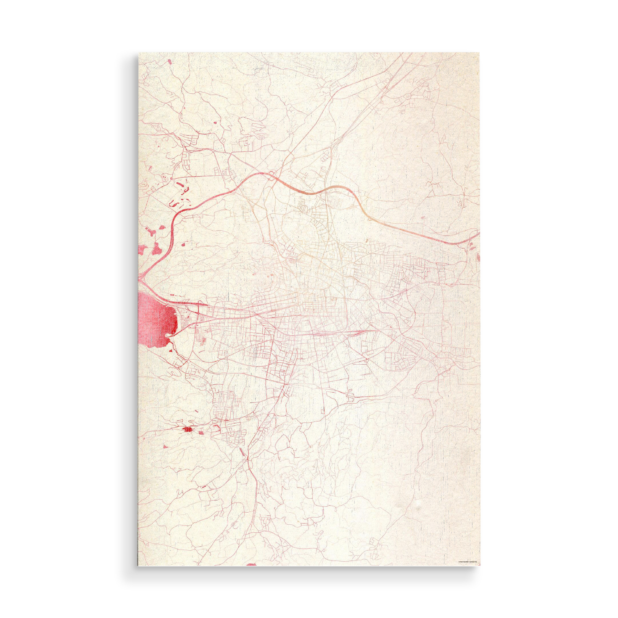 Holzbild "Klagenfurt-am-Wörthersee Österreich I" artboxONE - Städte,Reise - Städte,Stadtkarte,Wasserfarbe