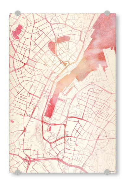 Acrylglasbild "Kiel Deutschland I" artboxONE - Städte,Reise - Städte,Stadtkarte,Wasserfarbe