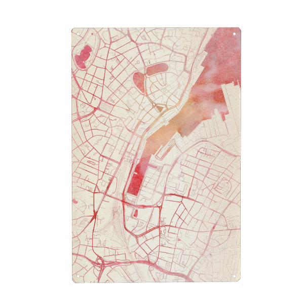 Metall Poster "Kiel Deutschland I" artboxONE - Städte,Reise - Städte,Stadtkarte,Wasserfarbe - Blechschild