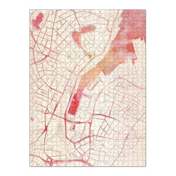 Puzzle Ravensburger "Kiel Deutschland I" artboxONE - Städte,Reise - Städte,Stadtkarte,Wasserfarbe - Bild städte