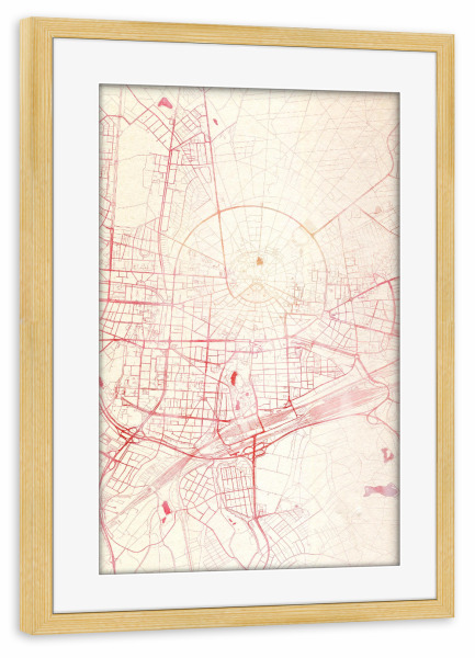 Poster mit Rahmen kiefer "Karlsruhe Deutschland I" artboxONE - Städte,Reise - Städte,Stadtkarte,Wasserfarbe