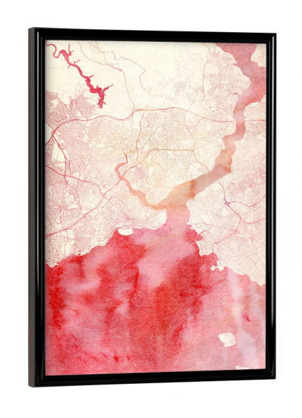 Poster mit schwarzem Rahmen "Istanbul Türkei II" artboxONE - Städte,Reise - Städte,Stadtkarte,Wasserfarbe