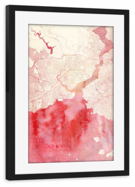 Poster mit Rahmen schwarz "Istanbul Türkei II" artboxONE - Städte,Reise - Städte,Stadtkarte,Wasserfarbe