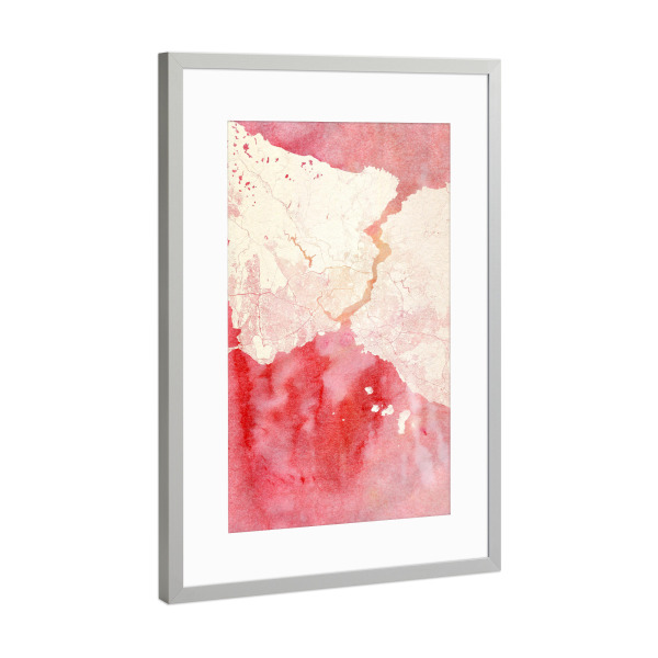 Poster mit Rahmen Silber "Istanbul Türkei I" artboxONE - Städte,Reise - Städte,Stadtkarte,Wasserfarbe