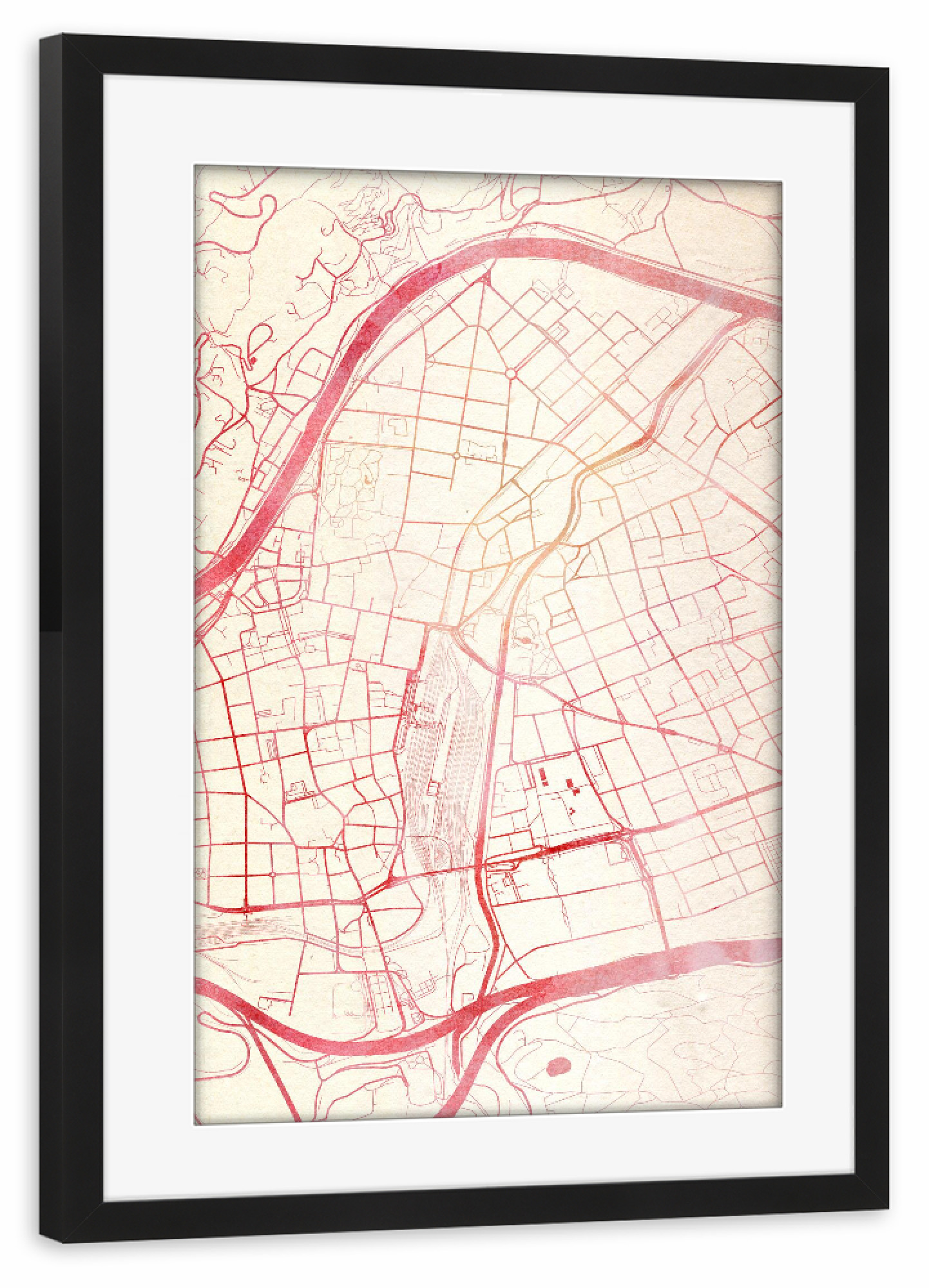 Poster mit Rahmen schwarz "Innsbruck Österreich 3" artboxONE - Städte,Reise - Städte,Stadtkarte,Wasserfarbe