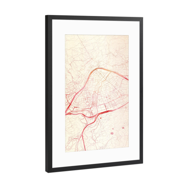 Poster mit Rahmen Schwarz (Metallic) "Innsbruck Österreich I" artboxONE - Städte,Reise - Städte,Stadtkarte,Wasserfarbe