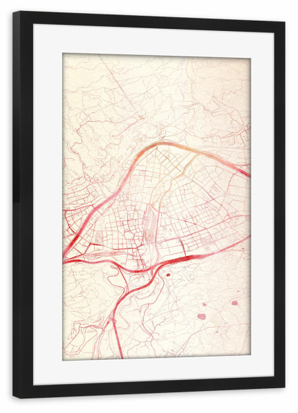 Poster mit Rahmen schwarz "Innsbruck Österreich I" artboxONE - Städte,Reise - Städte,Stadtkarte,Wasserfarbe