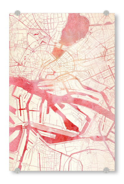 Acrylglasbild "Hamburg Deutschland I" artboxONE - Städte,Reise - Städte,Stadtkarte,Wasserfarbe