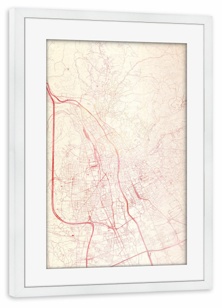 Poster mit Rahmen weiß "Graz Österreich I" artboxONE - Städte,Reise - Städte,Stadtkarte,Wasserfarbe