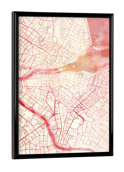 Poster mit schwarzem Rahmen "Genf Schweiz I" artboxONE - Städte,Reise - Städte,Stadtkarte,Wasserfarbe