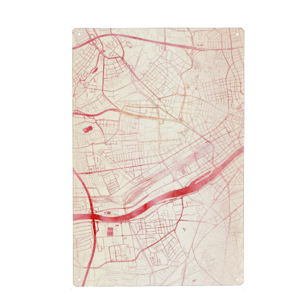 Metall Poster "Frankfurt-am-Main Deutschland I" artboxONE - Städte,Reise - Städte,Stadtkarte,Wasserfarbe - Blechschild