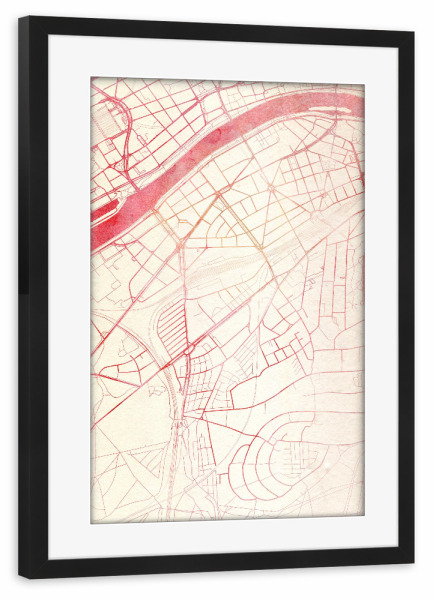 Poster mit Rahmen schwarz "Frankfurt-Sachsenhausen Deutschland I" artboxONE - Städte,Reise - Städte,Stadtkarte,Wasserfarbe