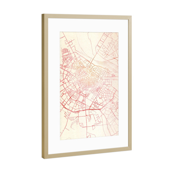 Poster mit Rahmen Gold "Foggia Italien II" artboxONE - Städte,Reise - Städte,Stadtkarte,Wasserfarbe