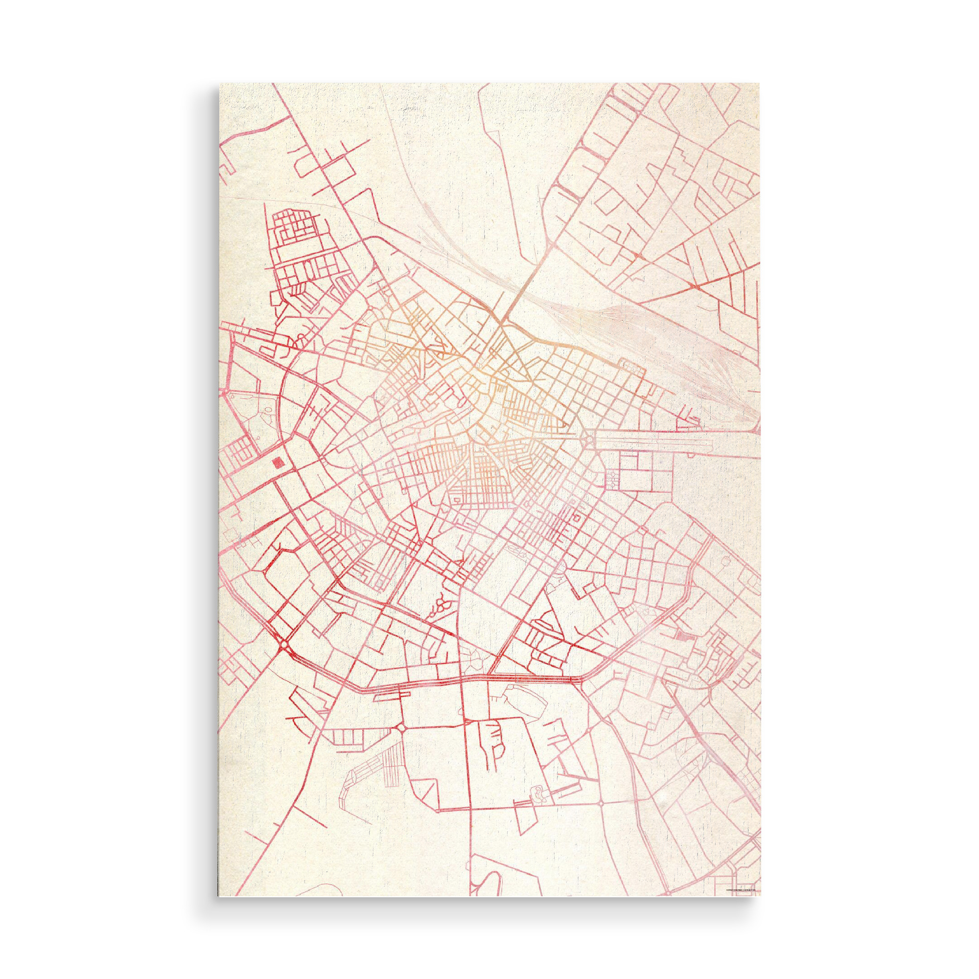 Holzbild "Foggia Italien II" artboxONE - Städte,Reise - Städte,Stadtkarte,Wasserfarbe