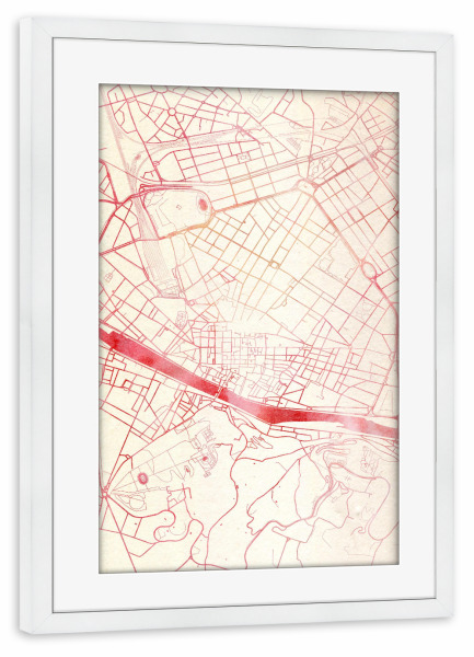 Poster mit Rahmen weiß "Florenz Italien II" artboxONE - Städte,Reise - Städte,Stadtkarte,Wasserfarbe