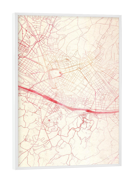Poster mit weißem Rahmen "Florenz Italien I" artboxONE - Städte,Reise - Städte,Stadtkarte,Wasserfarbe