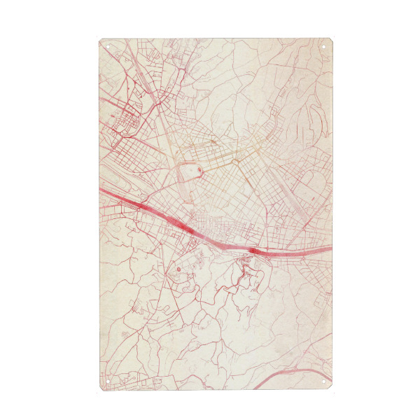 Holzbild "Florenz Italien I" artboxONE - Städte,Reise - Städte,Stadtkarte,Wasserfarbe