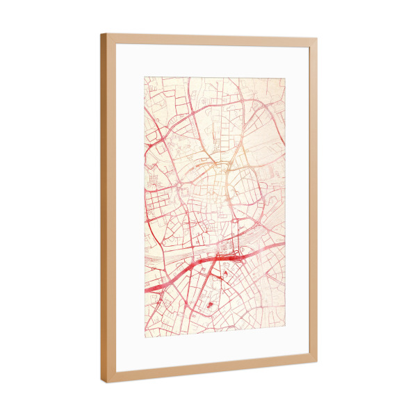 Poster mit Rahmen Kupfer "Essen Deutschland I" artboxONE - Städte,Reise - Städte,Stadtkarte,Wasserfarbe