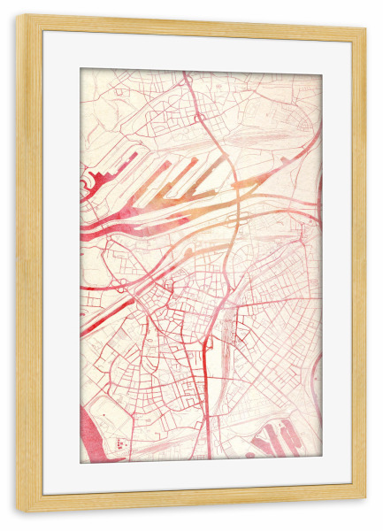 Poster mit Rahmen kiefer "Duisburg Deutschland I" artboxONE - Städte,Reise - Städte,Stadtkarte,Wasserfarbe