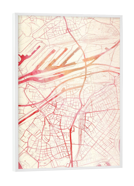Poster mit weißem Rahmen "Duisburg Deutschland I" artboxONE - Städte,Reise - Städte,Stadtkarte,Wasserfarbe