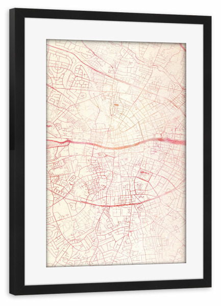 Poster mit Rahmen schwarz "Dublin Irland II" artboxONE - Städte,Reise - Städte,Stadtkarte,Wasserfarbe