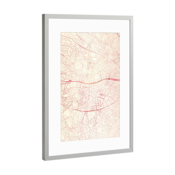 Poster mit Rahmen Silber "Dublin Irland II" artboxONE - Städte,Reise - Städte,Stadtkarte,Wasserfarbe