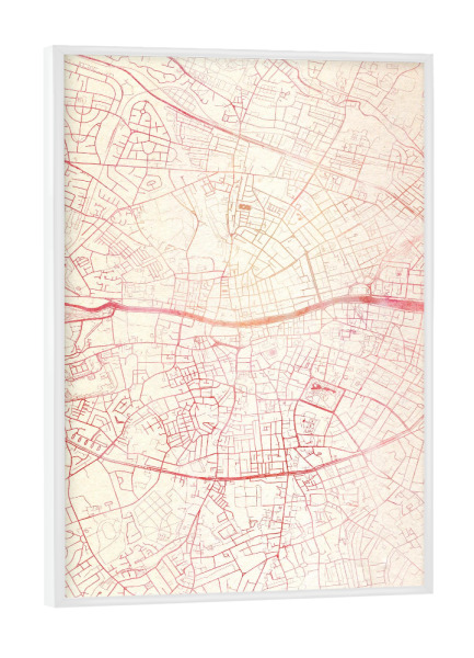Poster mit weißem Rahmen "Dublin Irland II" artboxONE - Städte,Reise - Städte,Stadtkarte,Wasserfarbe