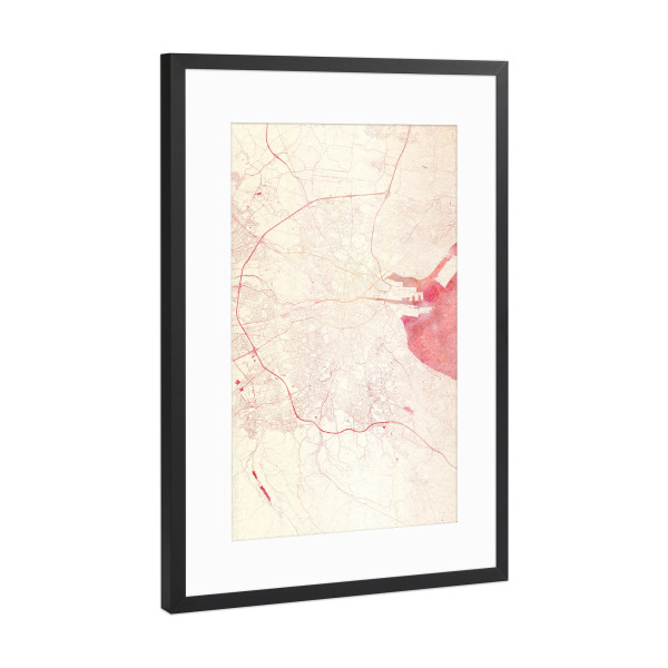 Poster mit Rahmen Schwarz (Metallic) "Dublin Irland I" artboxONE - Städte,Reise - Städte,Stadtkarte,Wasserfarbe