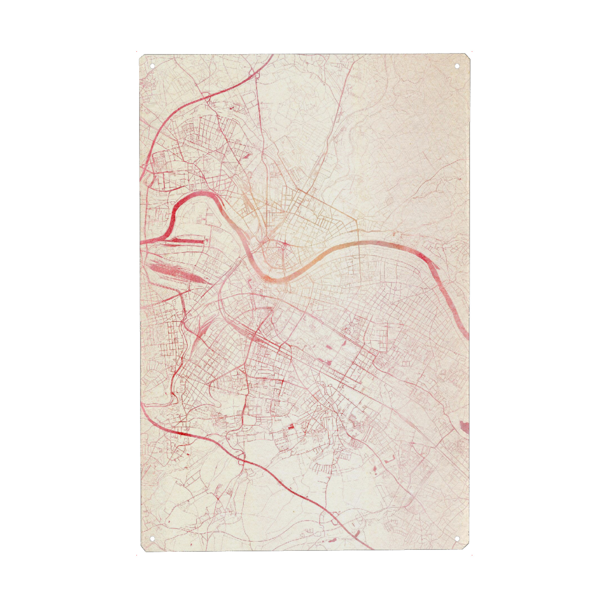 Metall Poster "Dresden Deutschland II" artboxONE - Städte,Reise - Städte,Stadtkarte,Wasserfarbe - Blechschild