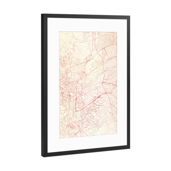 Poster mit Rahmen Schwarz (Metallic) "Clermont-Ferrand Frankreich II" artboxONE - Städte,Reise - Städte,Stadtkarte,Wasserfarbe