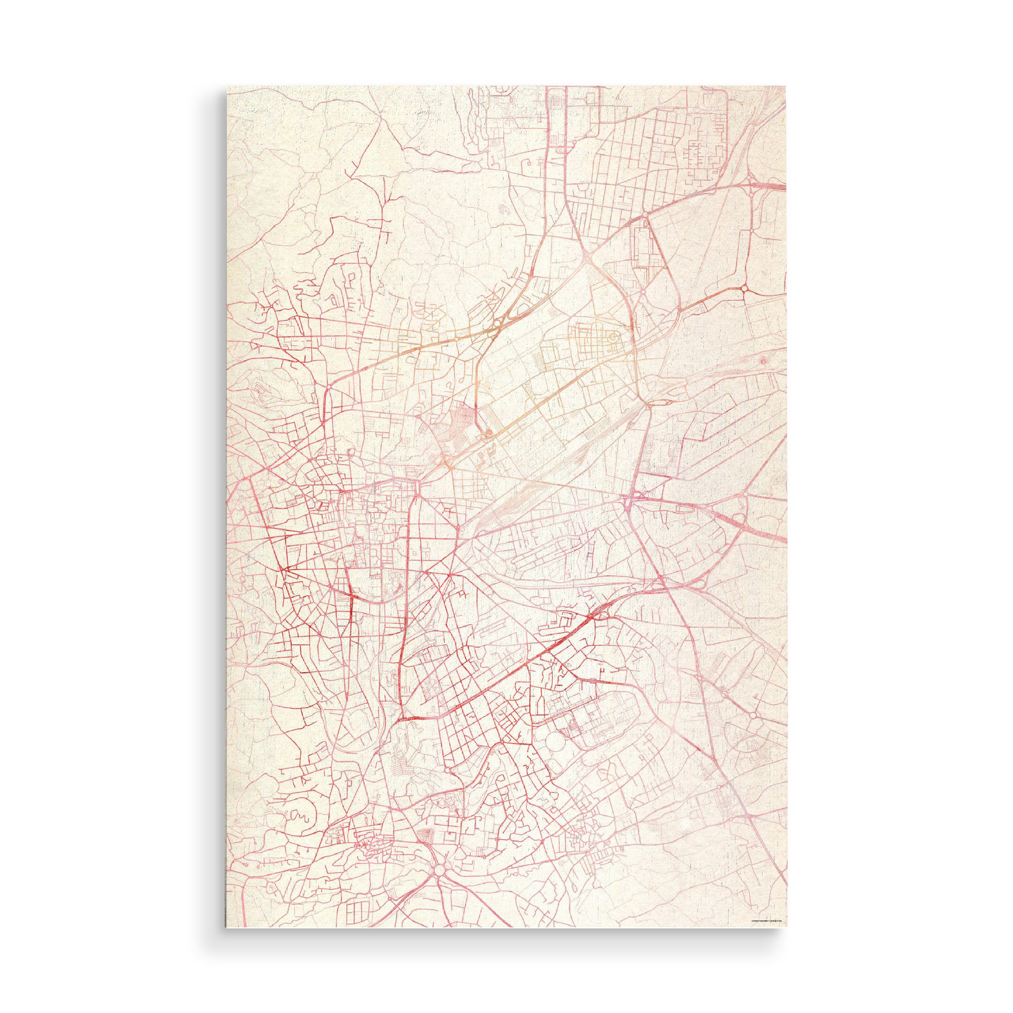 Holzbild "Clermont-Ferrand Frankreich II" artboxONE - Städte,Reise - Städte,Stadtkarte,Wasserfarbe