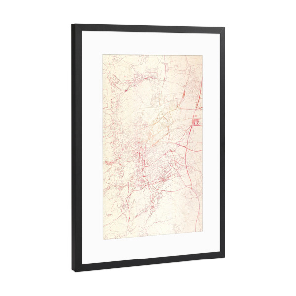 Poster mit Rahmen Schwarz (Metallic) "Clermont-Ferrand Frankreich I" artboxONE - Städte,Reise - Städte,Stadtkarte,Wasserfarbe