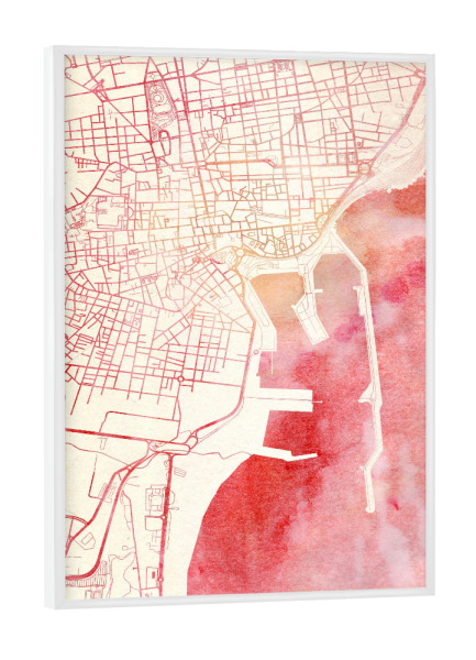Poster mit weißem Rahmen "Catania Italien II" artboxONE - Städte,Reise - Städte,Stadtkarte,Wasserfarbe