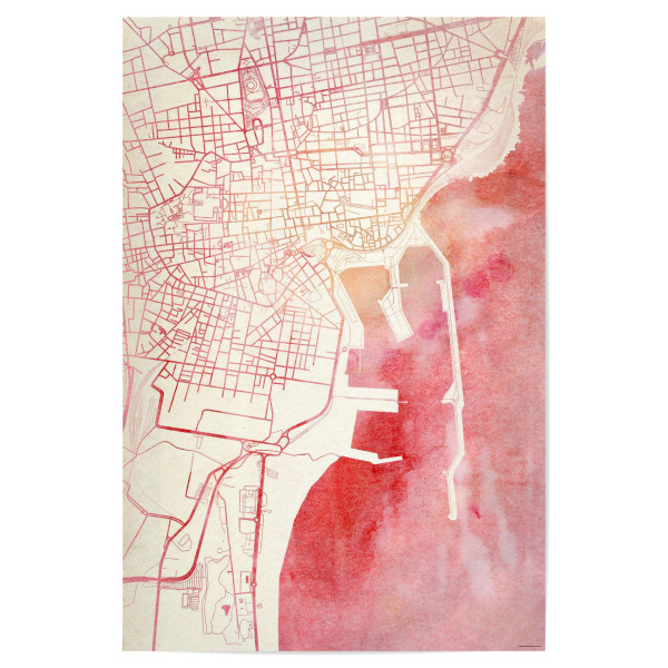 Poster "Catania Italien II" artboxONE - Städte,Reise - Städte,Stadtkarte,Wasserfarbe