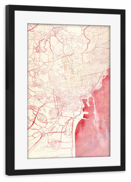Poster mit Rahmen schwarz "Catania Italien I" artboxONE - Städte,Reise - Städte,Stadtkarte,Wasserfarbe