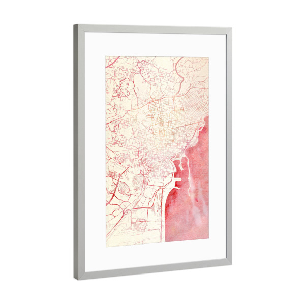 Poster mit Rahmen Silber "Catania Italien I" artboxONE - Städte,Reise - Städte,Stadtkarte,Wasserfarbe