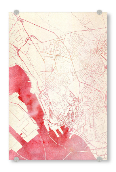 Acrylglasbild "Cagliari Italien II" artboxONE - Städte,Reise - Städte,Stadtkarte,Wasserfarbe