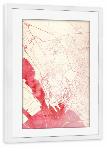 Poster mit Rahmen weiß "Cagliari Italien II" artboxONE - Städte,Reise - Städte,Stadtkarte,Wasserfarbe